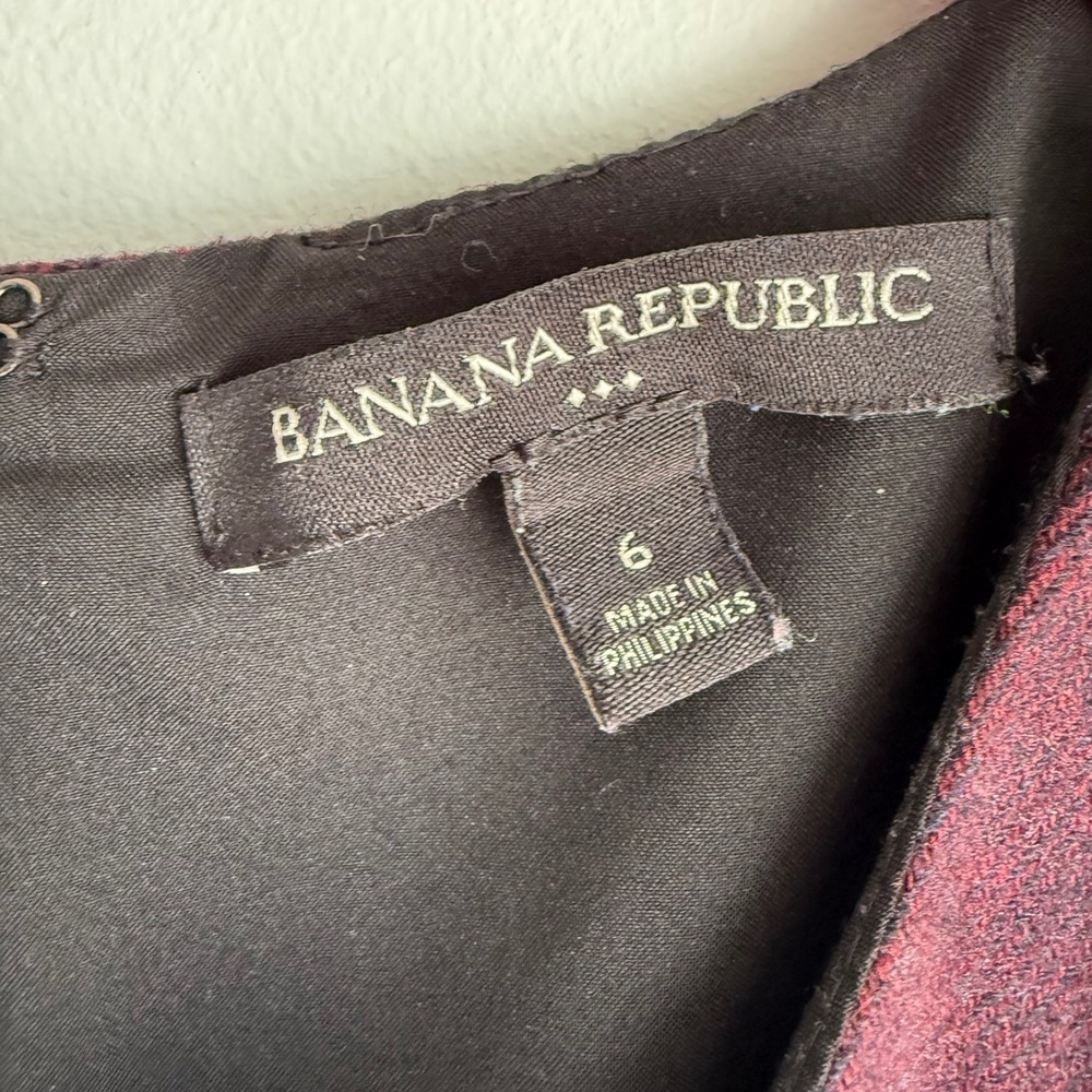 BANANA REPUBLIC Plum Purple Wool Blend Sleeveless Ladies Sheath Dress, 6 - Picture 3 of 6